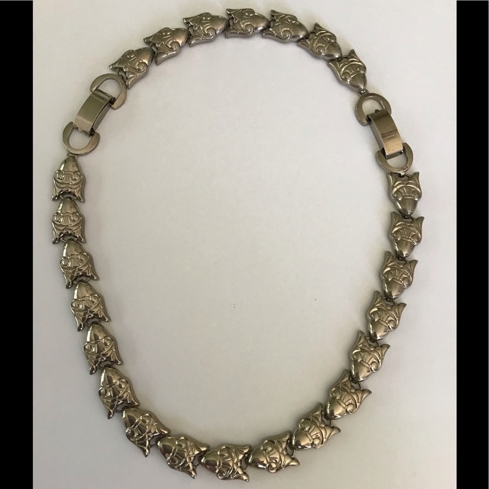 Fabulous Art Deco Silver Tone Necklace Bracelet